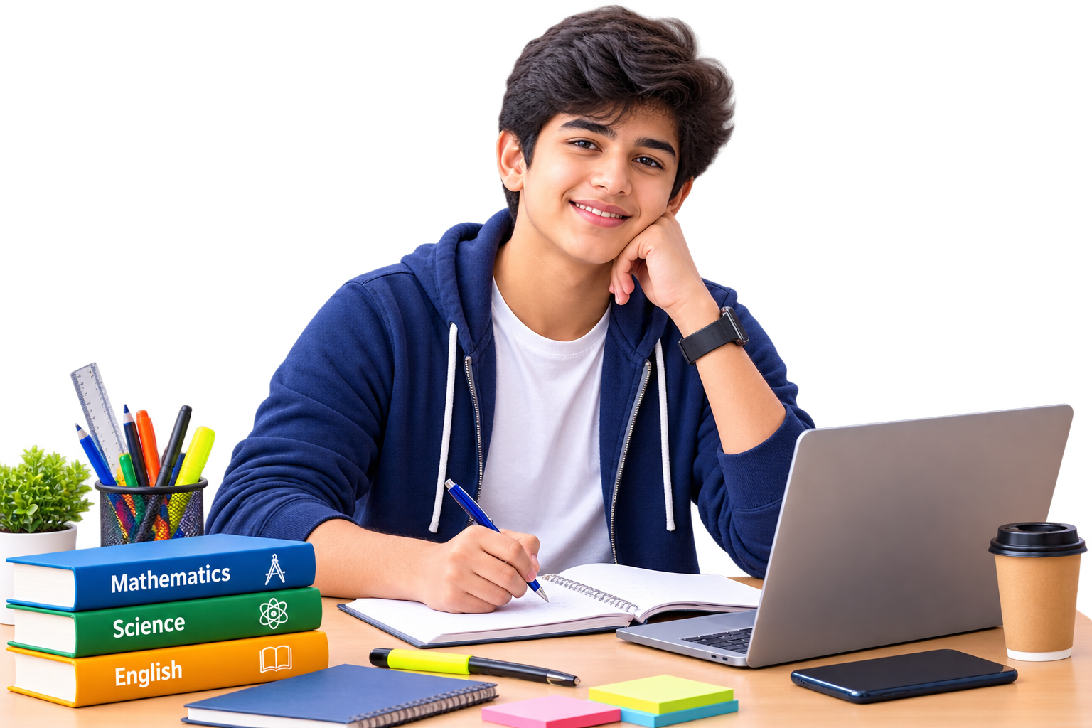Teenage student preparing for exams