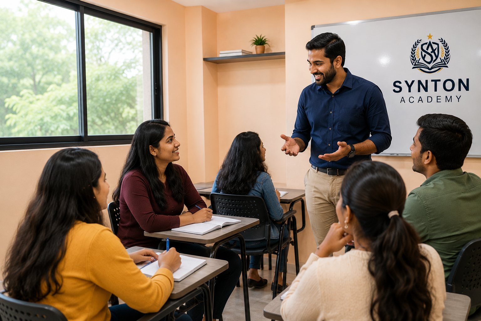 Students learning English in classroom