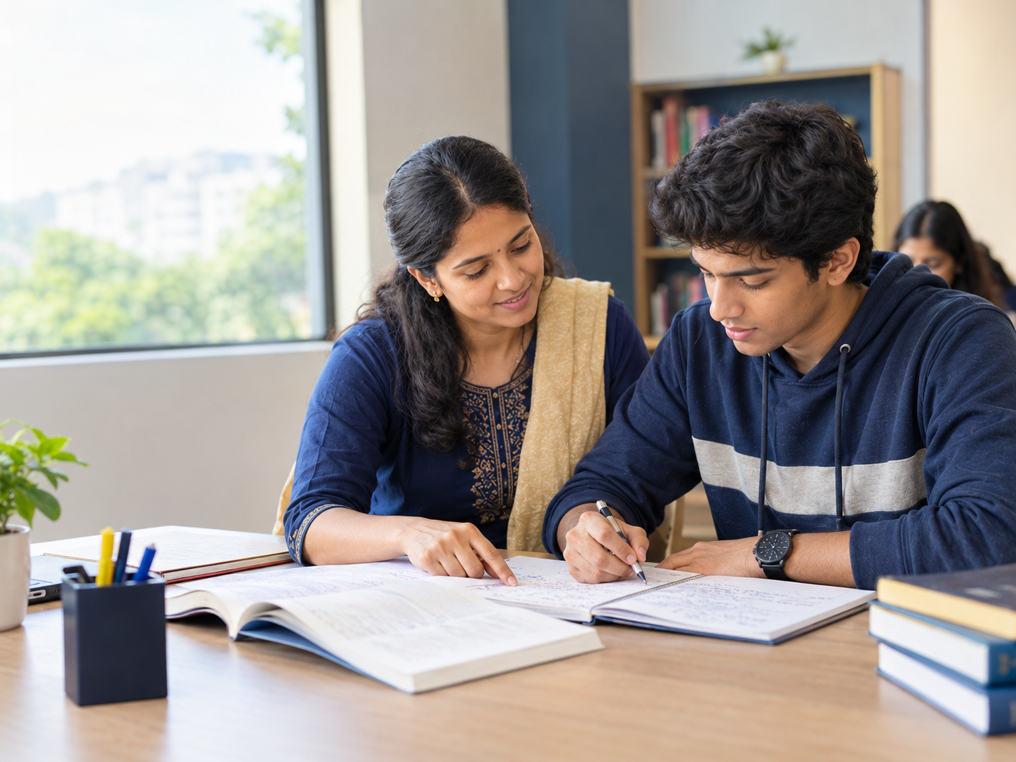 Students learning in a classroom
