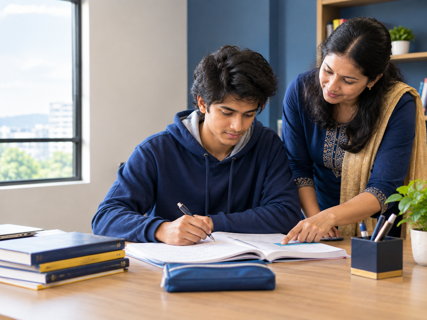 Students discussing studies
