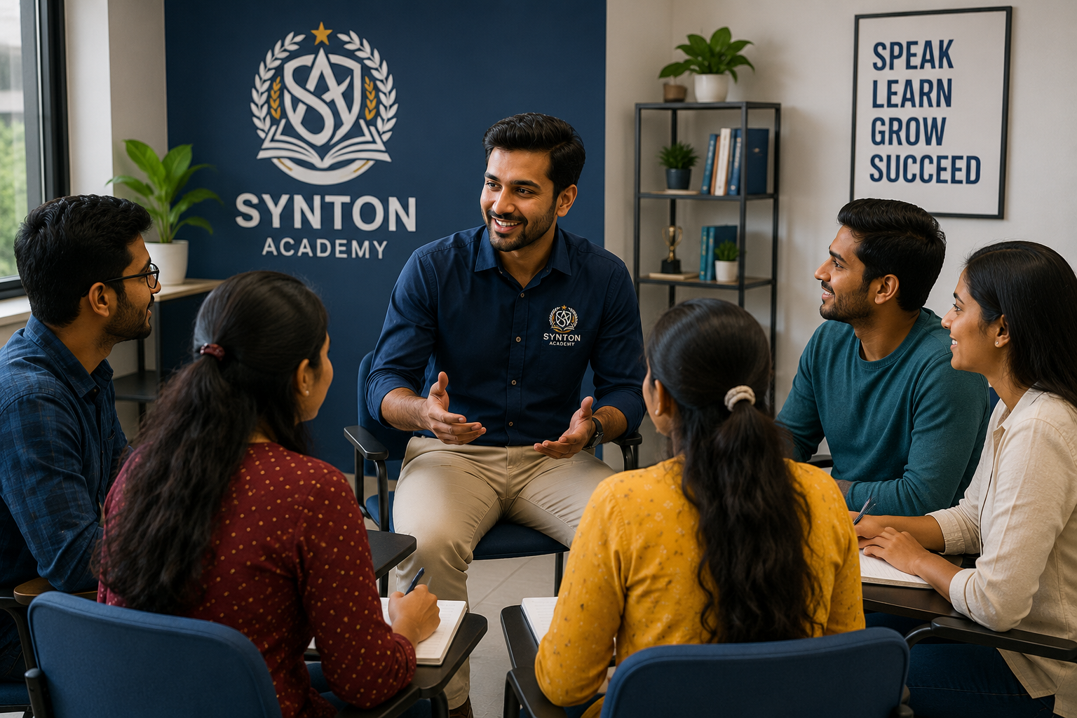 English teacher teaching students