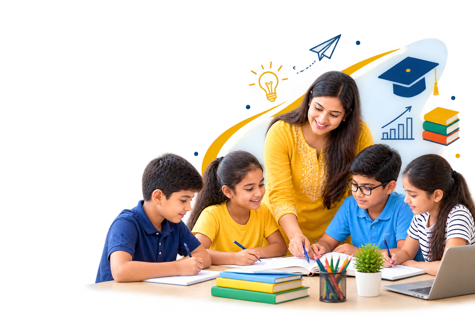 Students learning in a classroom